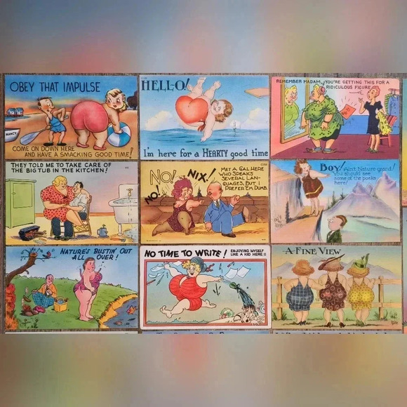 Lot of 18 Vintage Voluptuous Plus Curvaceous Full-Figured Women Themed Postcards - Picture 2 of 8